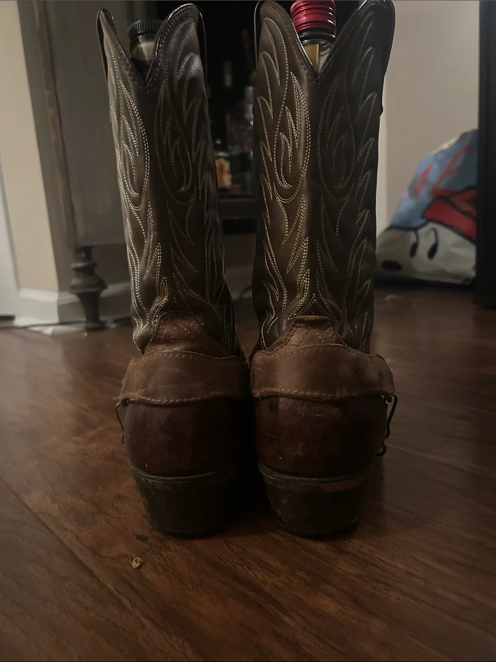 Laredo Brown Leather Cowboy Boots with Embroidered Detailing